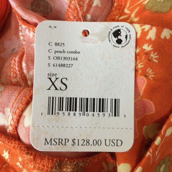 Free People Womens It Takes Two Wrap Dress Orange Peach Combo Size XS NWT $128 - Picture 5 of 14